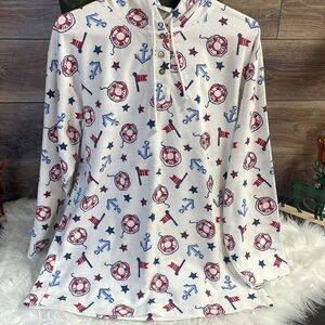 Amanda Stewart Ladies Long Sleeve Pullover Naitical Hooded Top , Size M